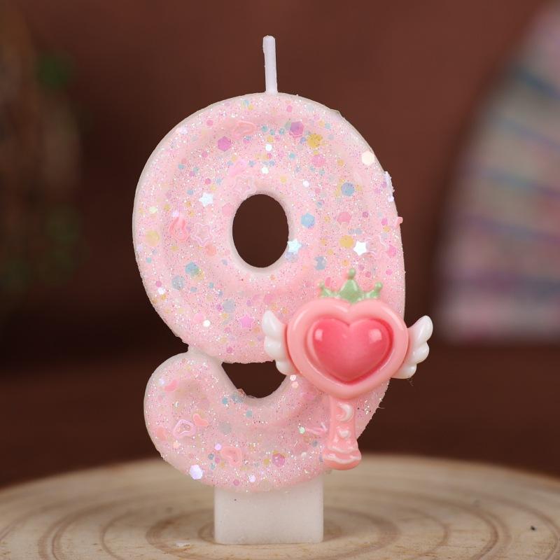 

New Pink Magic Wand Number Candle Birthday Cake Party Decoration Handmade Number Candle 0-9 9