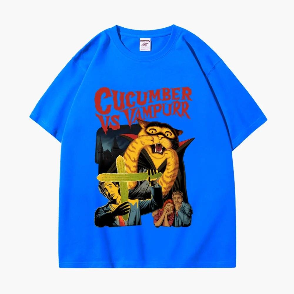 Katze Die Rückkehr von Vampurr Print T Shirt Lustige Horror Halloween T-shirt Unisex Frauen Gothic Vintage Übergroßen T-shirts Streetwear