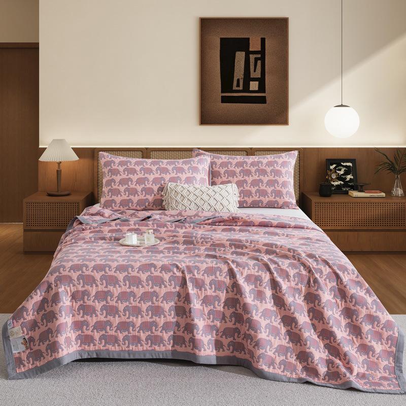 Luxe Drie-Laags Katoenen Gaas Jacquard Plaid – Ademend Multifunctioneel Dekbed voor Zomer, Moeder en Baby.