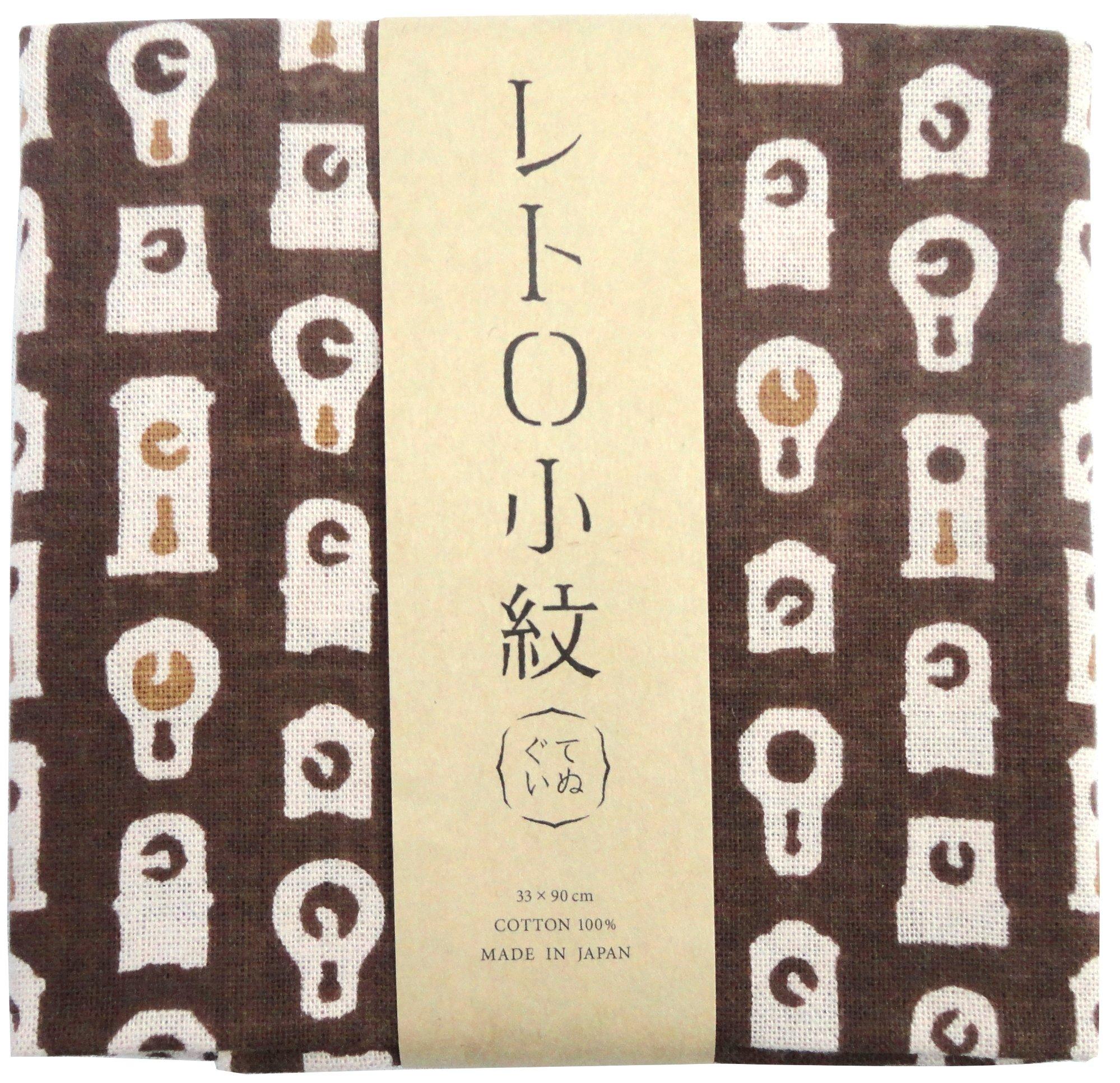 Kenema Miyamoto Tenugui hand Komon Clock 3222 33 x 90 cm Miyamoto-Towel (Japanese towel) Retro Tenugui Tick-Tock