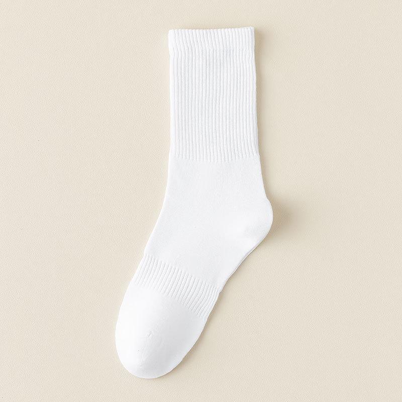 

Men s Spring and Autumn Style All Match Sports Pure Color Wicking In The Tube Cotton Socks 1 pair білий