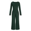 Women's Fashion Color Long Sleeve Casual Wide Leg Pants Two Piece Set
