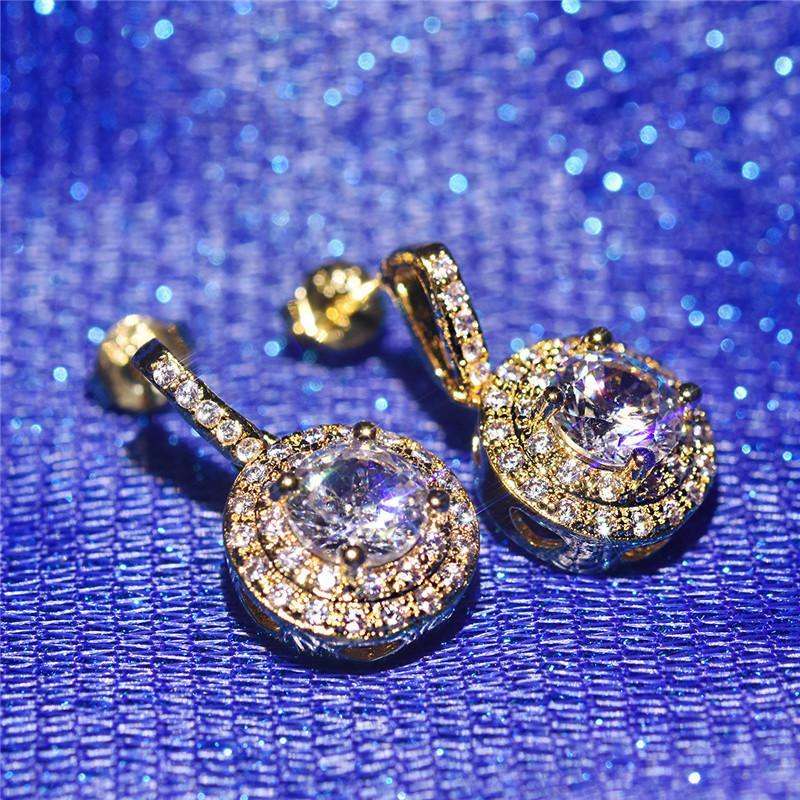 Luxus Kristall Runde Ohrringe für Frauen Schmuck Charme Rose Gold Mädchen Piercing Ohrringe Dame Gold Zubehör Stein Ohrringe