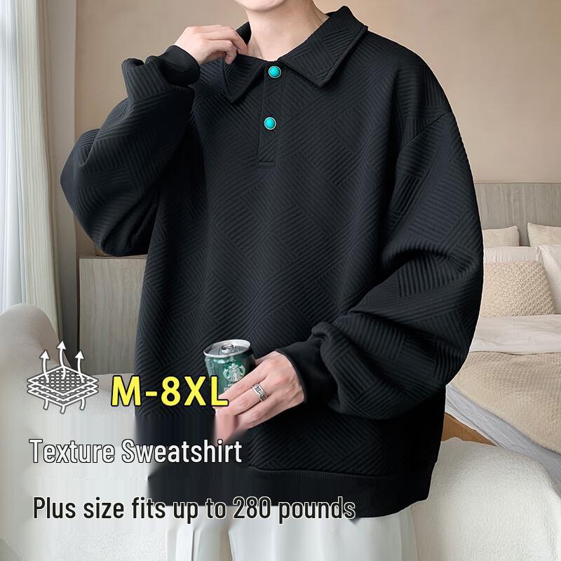 

Men s Loose-Fit Polo Collar Sweatshirt 5XL