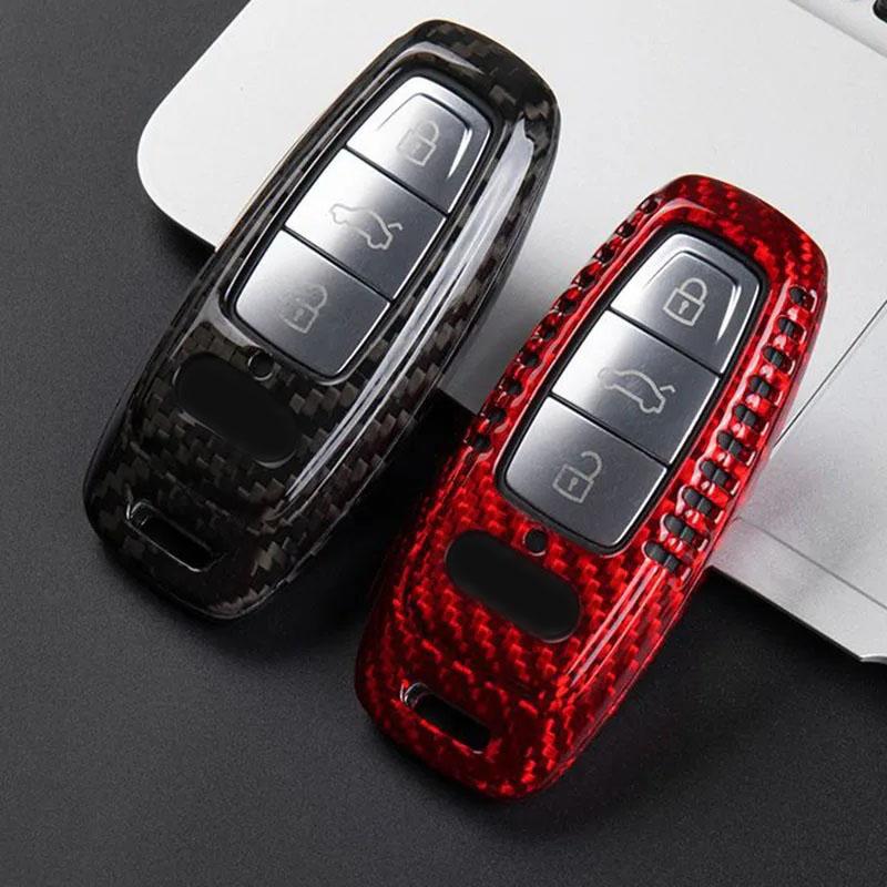 Breloczek do kluczy samochodowych A3 8p 8l A4 B6 B7 A1 A6 C5 C6 C7 C8 4f A7 S3 8v A5 B9 Tt Mk2 Q7 RS Q5 Q8 Pokrowiec Obudowa z włókna węglowego na kluczyk samochodowy