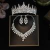 Elegant Bridal Jewelry Set Crown Necklace Earrings Hairpiece Alloy Rhinestone Wedding Party Accessories Women
