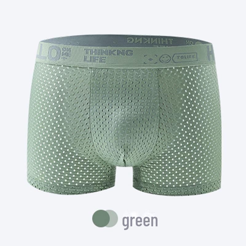 Men's Ice Silk Breathable Mesh Boxer Briefs - Quick-Dry, Seamless, and Skin-Friendly Mid-Waist Underwear