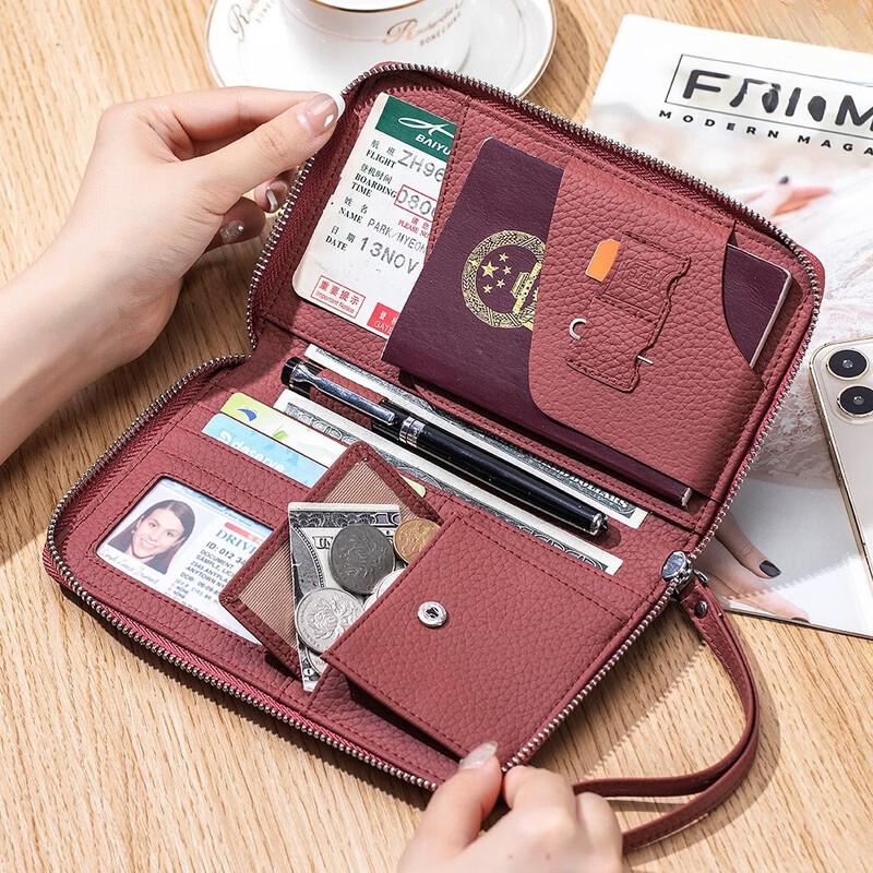 MDNGMDNG Women's RFID Blocking Leather Passport Wallet
