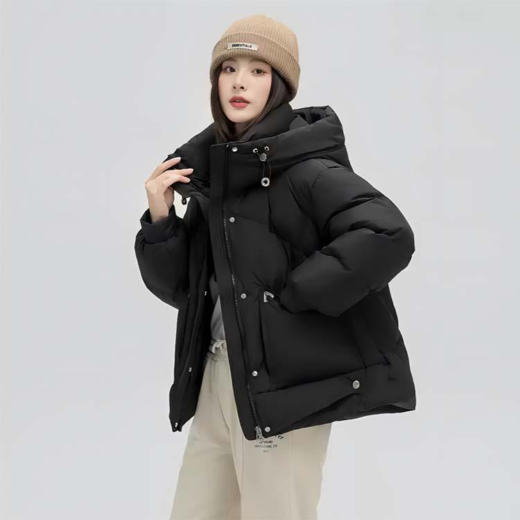 Genuine Clearance Winter White Duck Down Women's Hooded Short Jacket - Small Size Loose Fit