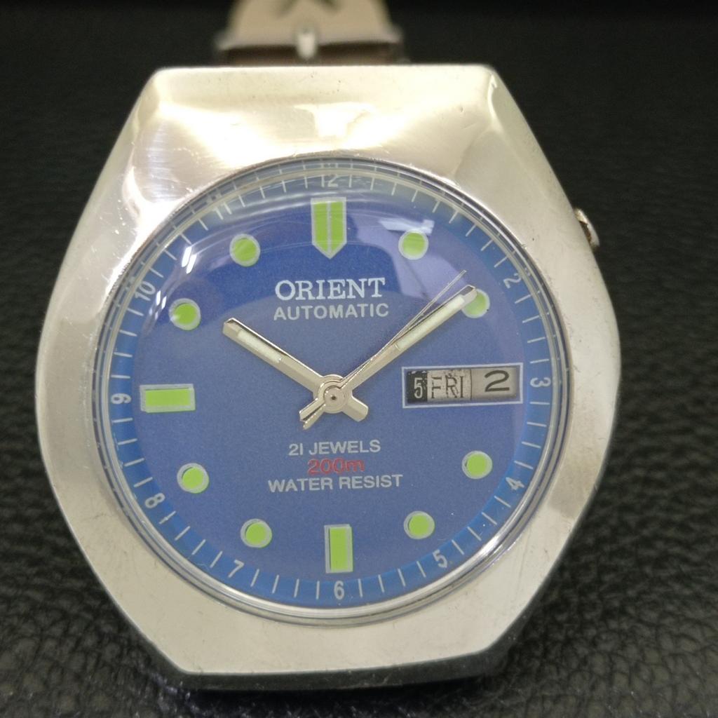 VINTAGE ORIENT AUTOMATIC 46941 JAPAN MENS BLUE COLOR DIAL WATCH a700671-5 R204-a700671