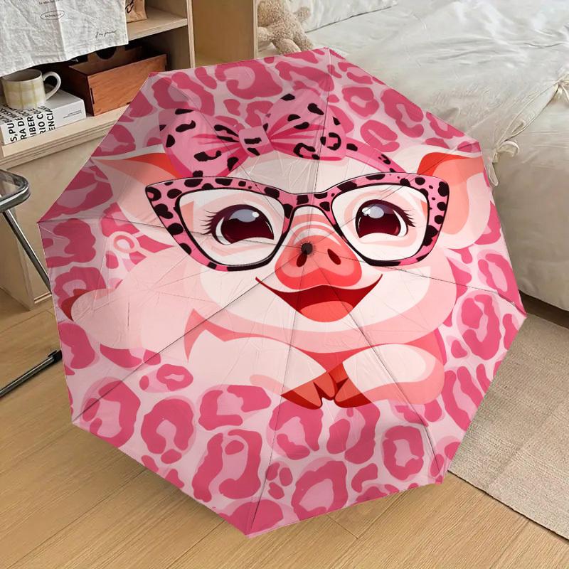 1pc Pink Pig Pattern Pattern Umbrella Design Automatic Opening and Closing Umbrella, High-quality Travel Umbrella,  C1128172