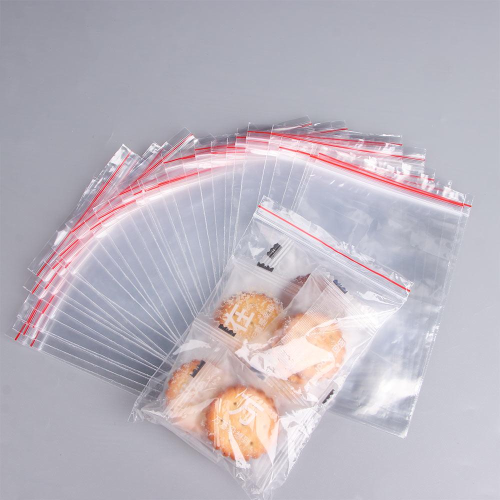 100Pcs Clear Snacks Zero Waste Kitchen Food Storage Sealing Bag Plastic Bags