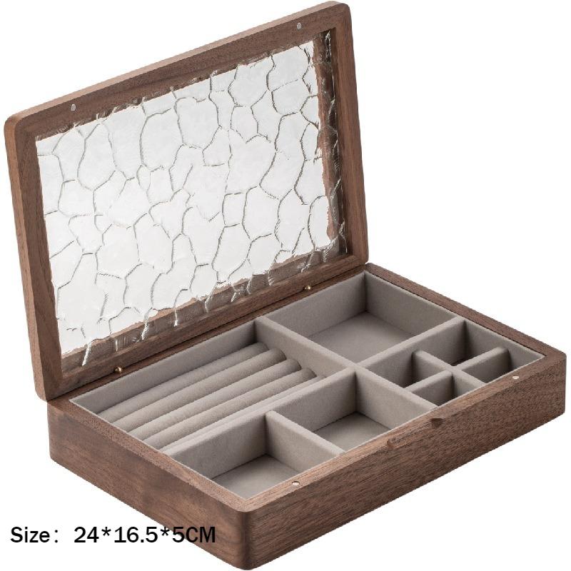 

Portable Jewelry Storage Box Glass Rings Display Case Bracelet Necklace Organizer Cases Household Jewellery Displays Boxes