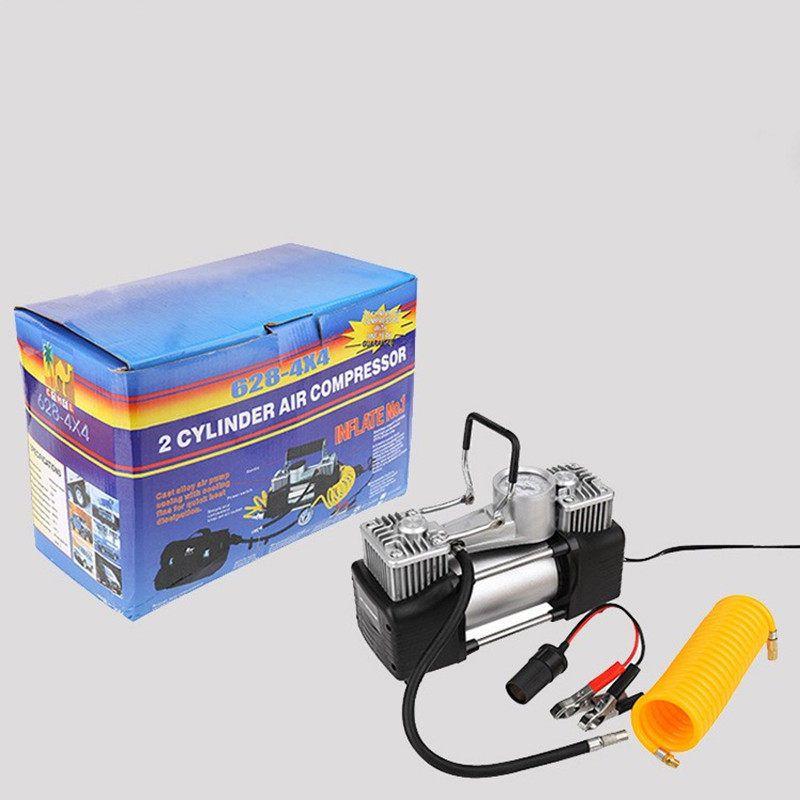 Car Double Cylinder Vehicle Air Pump 12 V24v Portable Car Off-Road Vehicle Tire Electric Car Air Pump [Double Cylinder] Sponge Handle