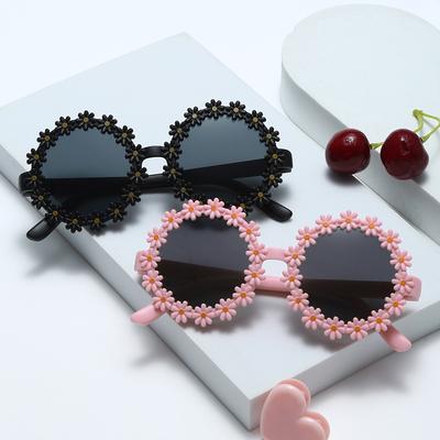 Round Flower Sun Glasses For Kids Cute Daisy Sunglasses Children Outdoor Sun Protection Shades Fashion Funny Party Eyewear
