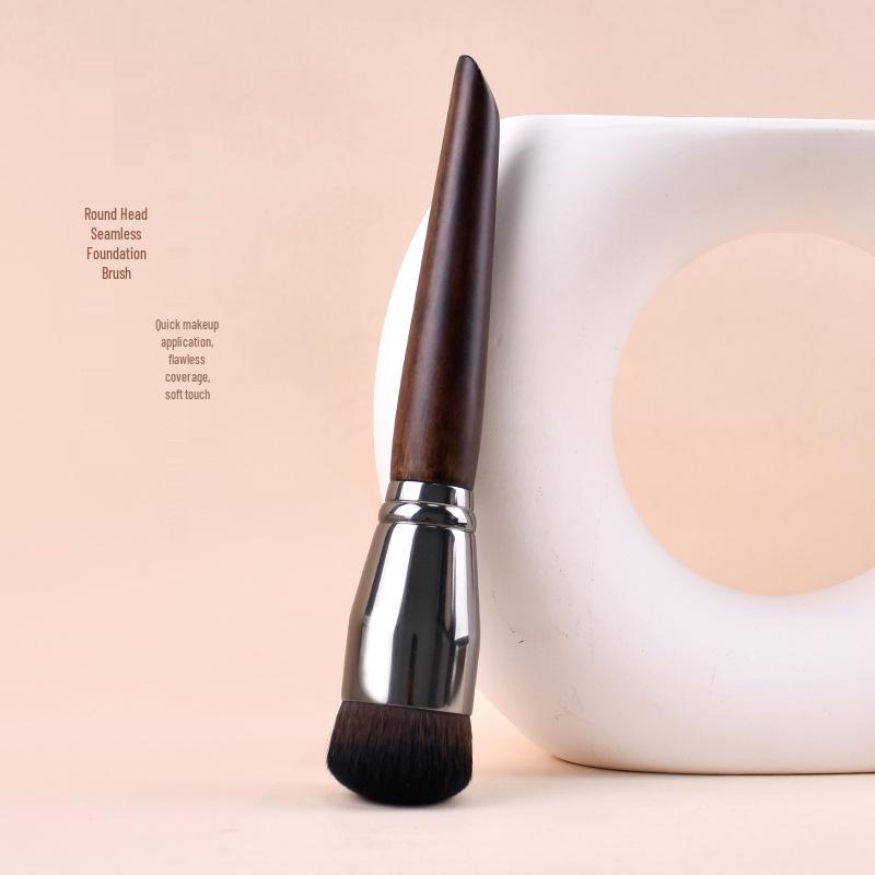 Rosewood Round-Head Foundation Brush: Soft Dense Bristles for Seamless Application
