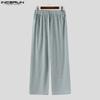 INCERUN Men Elastic Waist Trousers Casual Loose Stitching Texture Long Pants