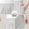 Summer Ice Silk Elastic Waist Pants for Middle-aged Women: Stretchy, Straight-leg Casual Wear for Comfort.