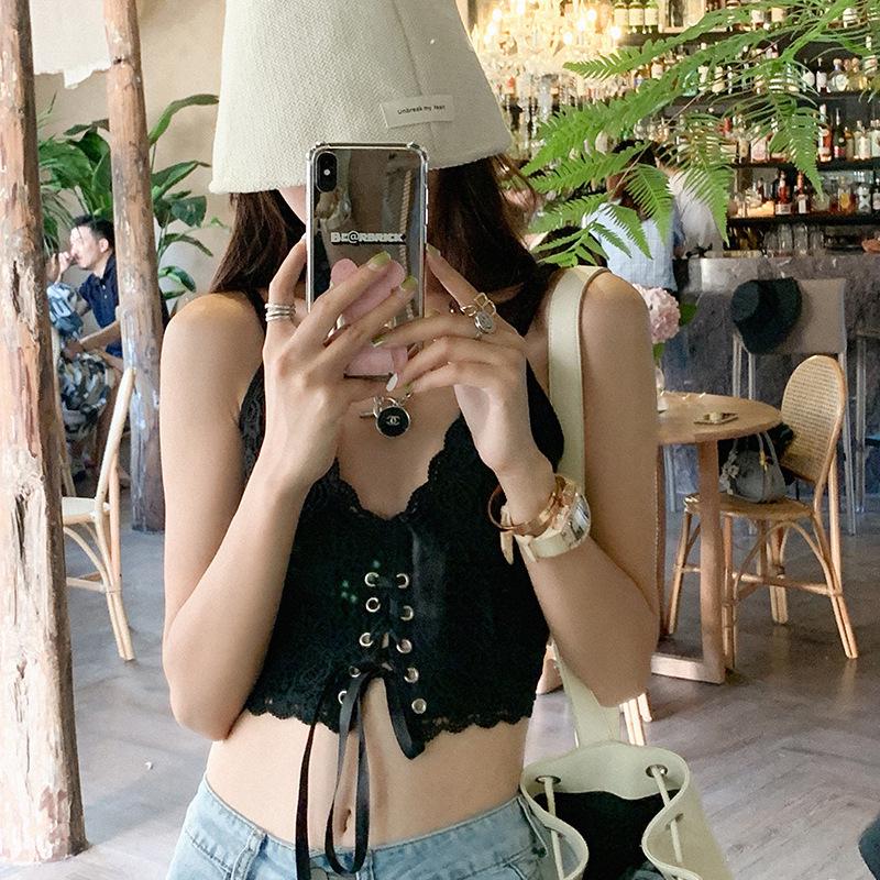 

Стильный кружевной бюстье без бретелей: Сексуальный корейский стиль, верхняя одежда и нижнее белье, спортивный бра-топ-труба One Size чёрный