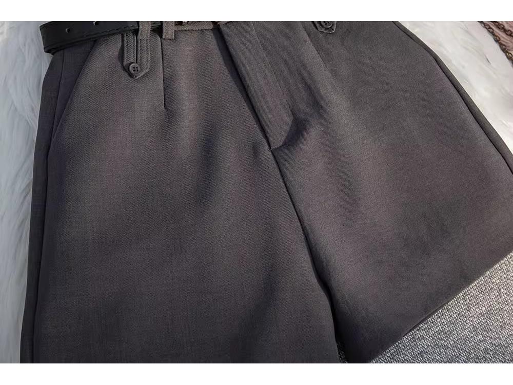 Women's Summer Grey High-Waisted A-Line Shorts 2025 - Loose Wide-Leg Casual Trousers