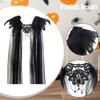 Halloween Black Cape with Feathered Collar for Cosplay, Burlesque 45cmx128cm Stage Costume Embellished Lace for Cosplay