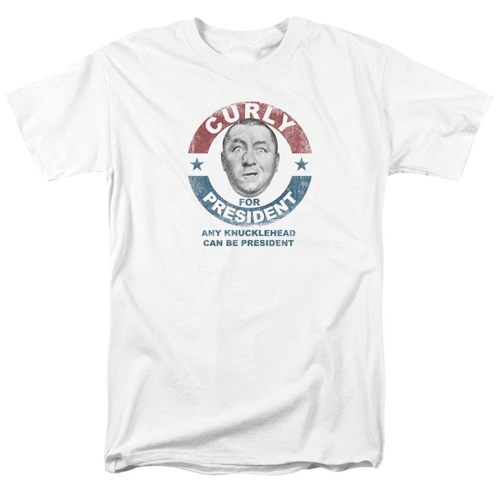 Three Stooges - Curly For President - Unisex Short Sleeve Children s T-shirt - White 140