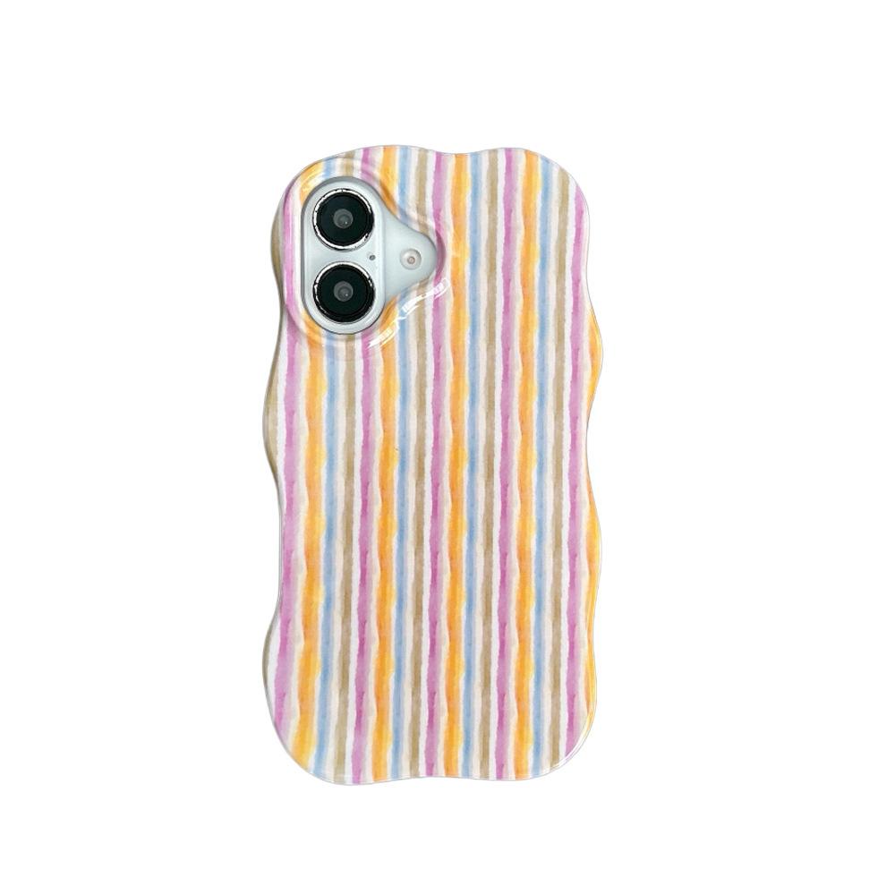 Niche Color Block Striped Case for iPhone 16 Pro Max Apple 17 Phone Case 15/14 Two-in-One Film Case