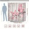 Pink Butterfly Rose Flower Shower Curtain Machine Washable All Season Waterproof Privacy Protection Romantic Design Elegant