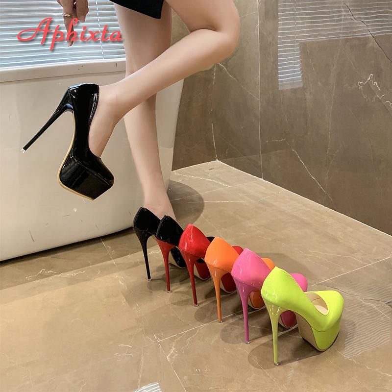 Aphixta Hot Sale 16.5cm Thin Heels Platform Pumps Women Party Dance Pumps 5.5cm Platform Super High Heels Pumps