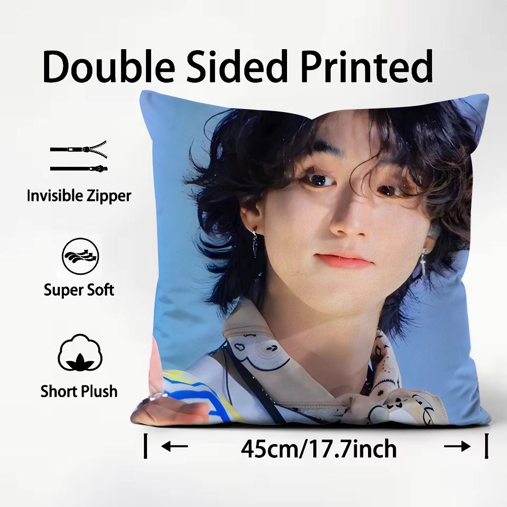Singer H-Han J-Jisung Boy Cushion Cover Home & Car Dual-Scene Pillow Cover: Reversible For Premium Comfort