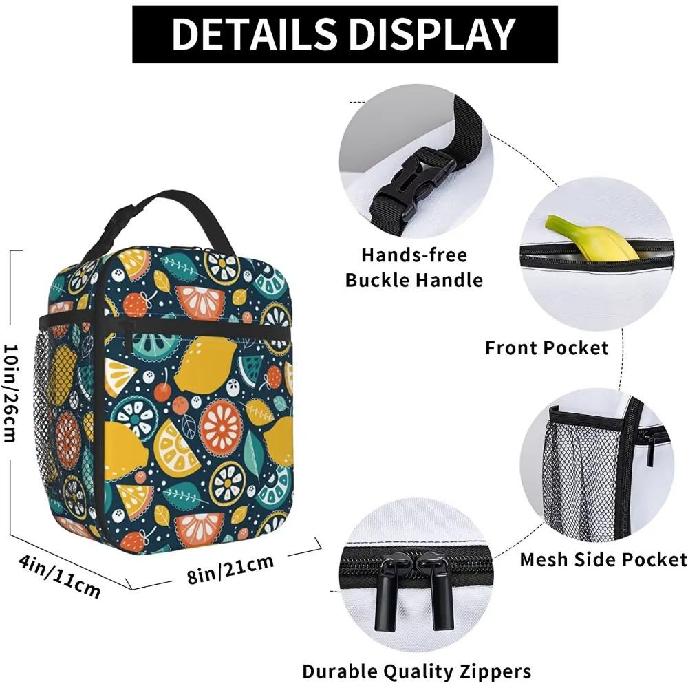 Colorful Fresh Fruits Summer Totes Lunch Bag Portable Insulated Lunch Box Back To School Picnic Office Travel