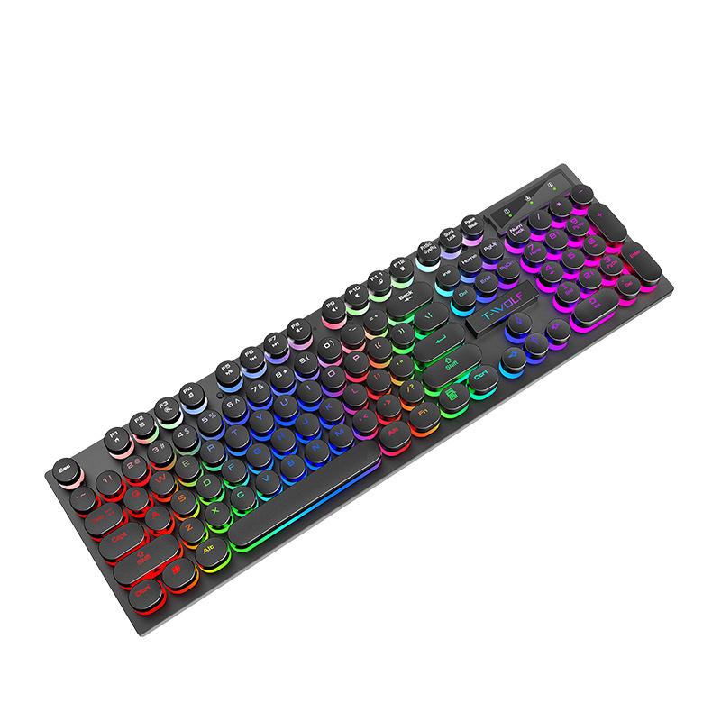 T-WOLF T80 Backlit Wired Gaming Keyboard – Silent Feel for PC & Laptop.