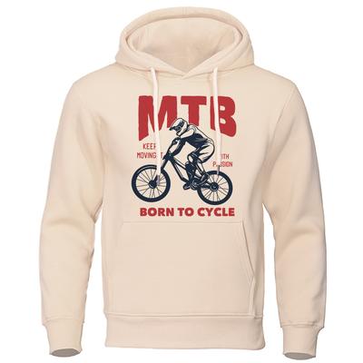 Mtb Keep Moving It With Passion Born To Cycle Hoodie For Menautumn Fur-Linerhoody Oversized Sweatshirt Top