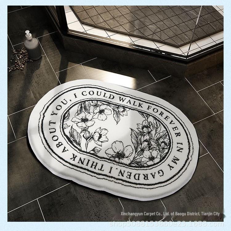 Faux Cashmere Oval Bathroom Mat – Water Absorbent & Non-slip Entrance Mat