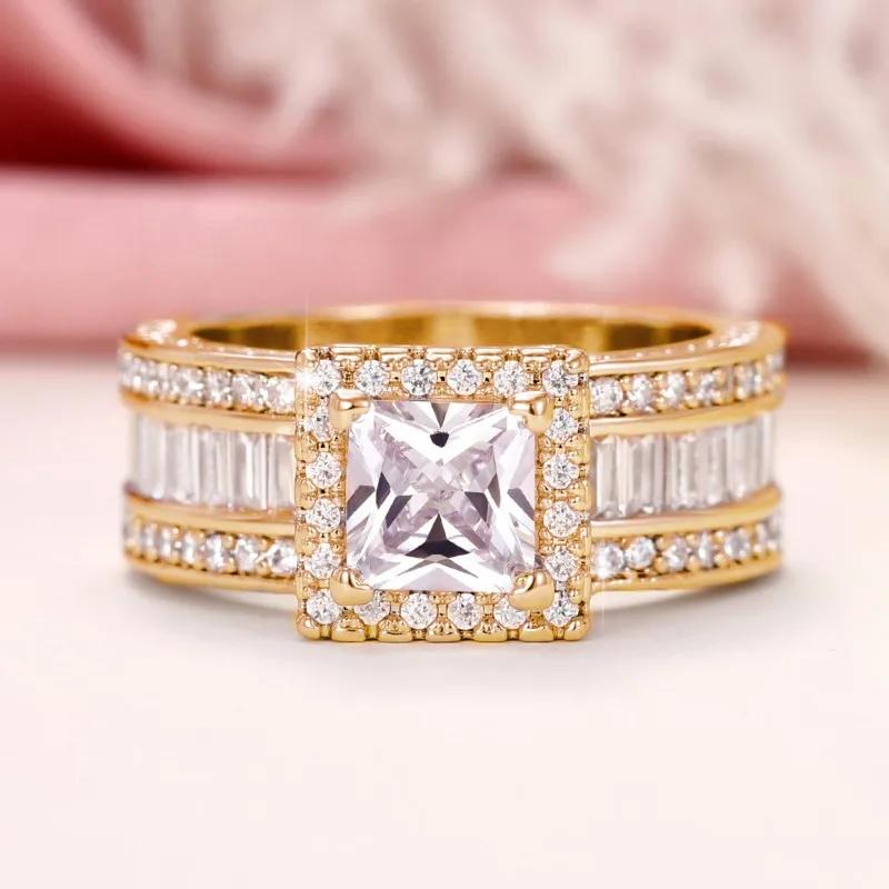 Delicate Square Zirconia Dazzling Ring For Women Engagement Wedding Ring Luxury Sparkling Bridal Rings Jewelry Accessories
