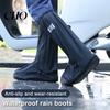 Easy Put On Shoe Covers 1 Pair Waterproof Covers, Reusable Rain Boot Cover Durable Overshoes with Side Zipper, Reflector, Anti-Slip Protectors for Men