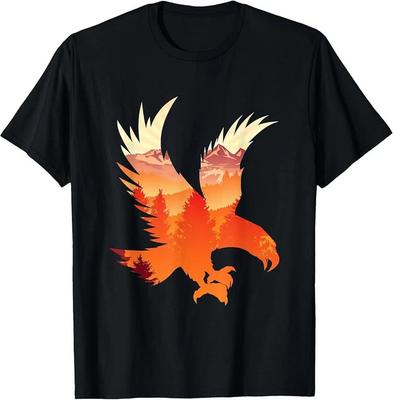 Eagle National Bird Patterned Landscape Wildlife T-Shirt Size L & XL T-Shirt