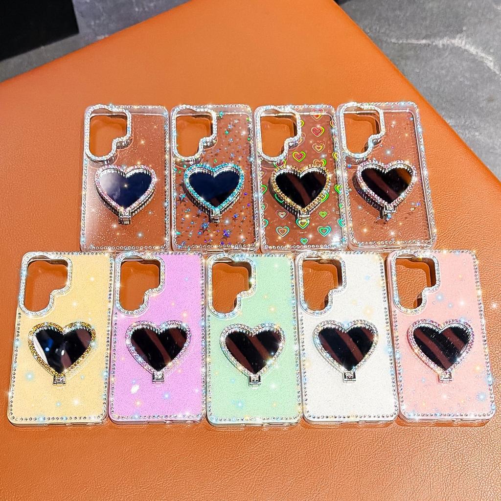 Flash diamond IMD Samsung S11Ultra mobile phone case A11 love mirror holder S11 anti-drop protective case hard