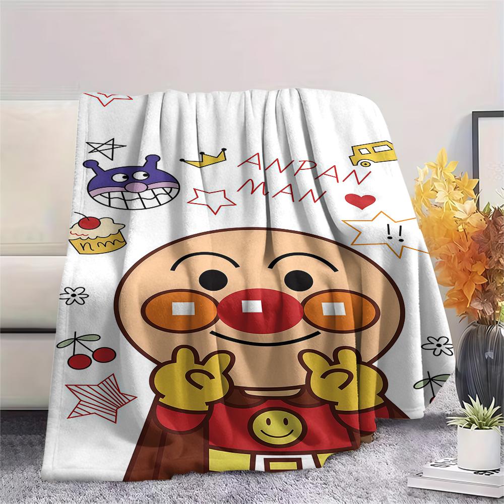 1PC Anpanman Print Flannel Blanket, High quality All Seasons, Home Decor, Warmth and Comfort, Perfect for Christmas Gifts