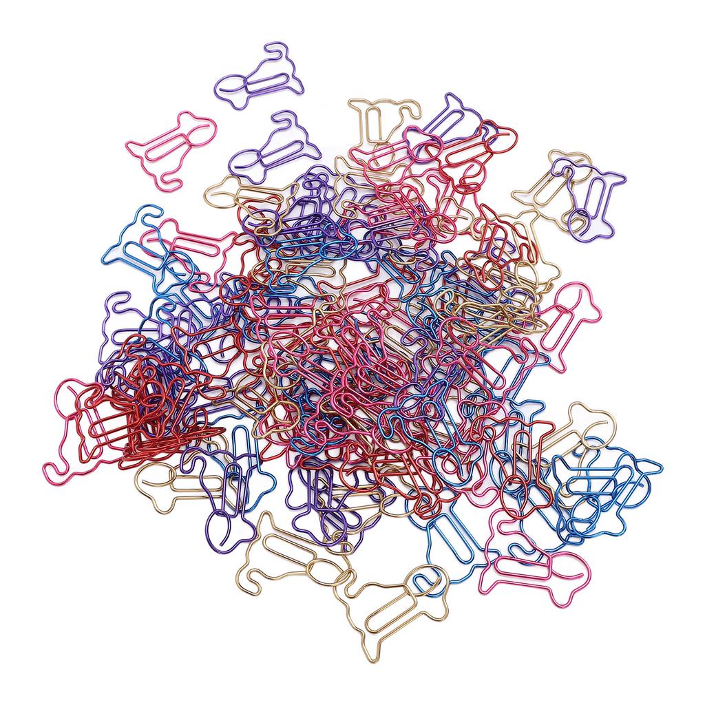 100PCS Animal Bookmarks Clip Iron Wire Multifunctional Dog Shaped Marking Clip for Office