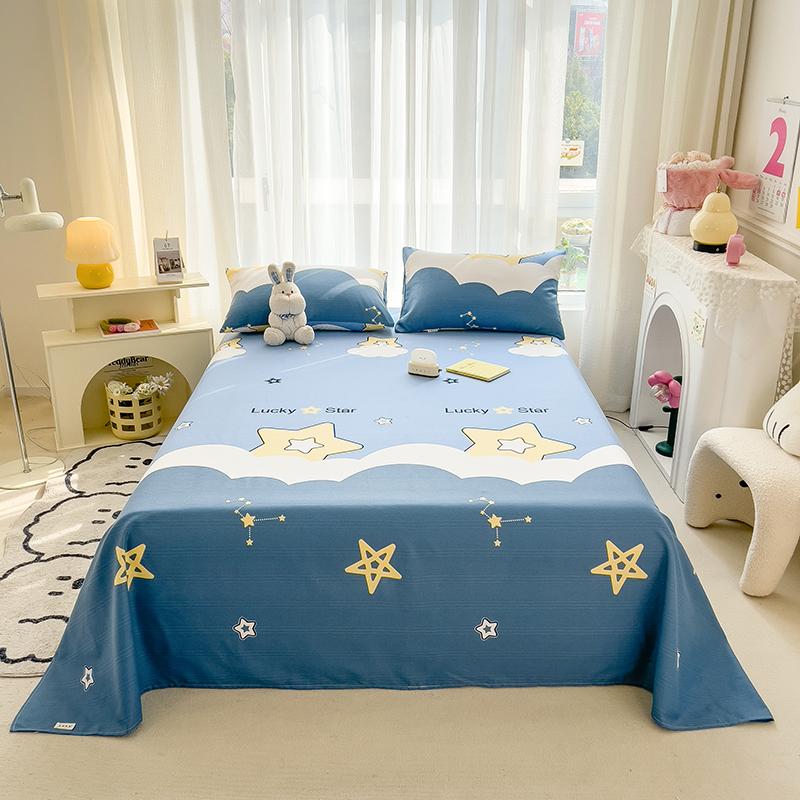 Cute Bear Pattern Bed Sheet Set Cartoon Style 100% Cotton Soft Bed Linen for Kids Boys Girls Bedroom Decoration Bedding Set