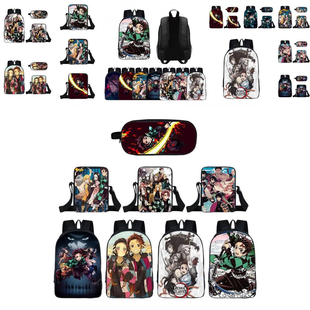 Fashionable Demon Slayer Backpack With Spacious Compartments And Cartoon Pattern Design