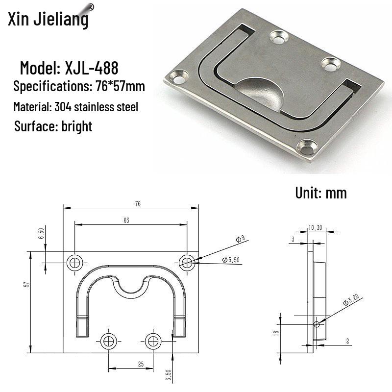 304 Stainless Steel Yacht Hardware Pull Ring Floor Deck Hatch Handle