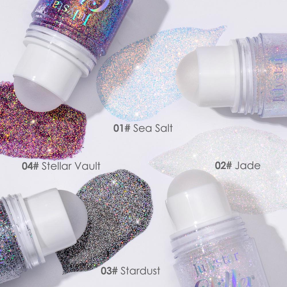 Speziell für Körperbälle, Hochglanz-Gel, Pailletten, feiner Glitzer und langanhaltend ohne Make-up, lila Lidschatten.