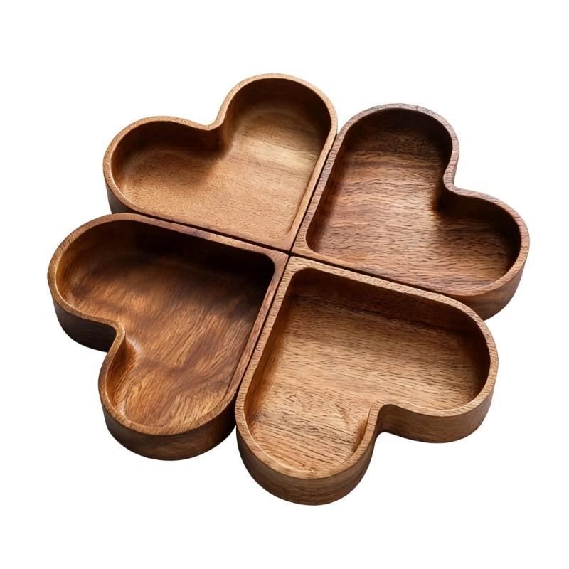 

Modular Stackable Heart Designs Wood Tray Wooden Appetizer Platter For Dining Table Centerpiece And Decorative Storage 1