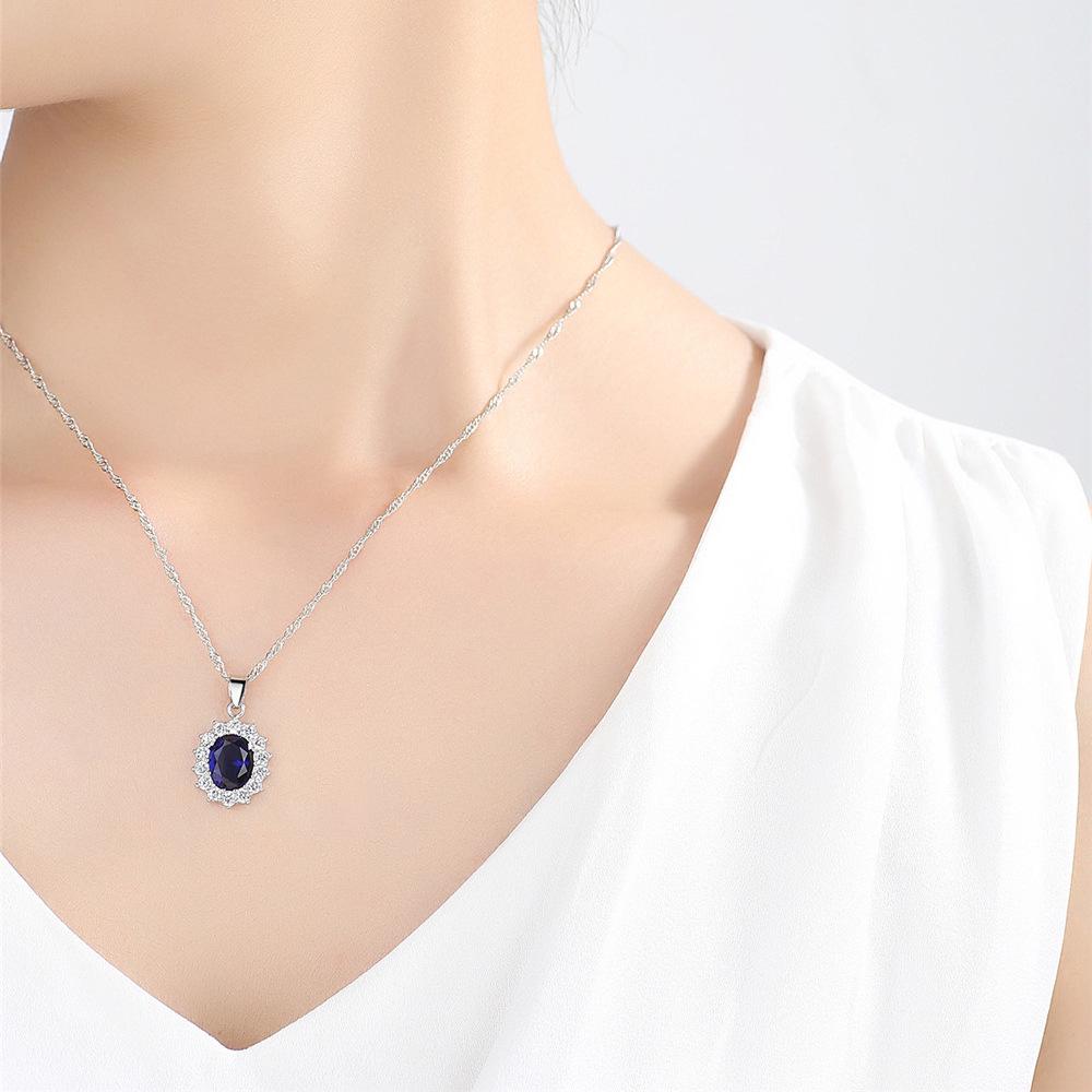 Sunflower Blue Gem Pendant Necklace - Women's Luxury Fashion Choker