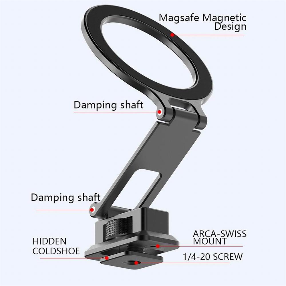 2025 Aluminum Camera Hot Shoe Magnetic Phone Holder w Arca Coldshoe Phone Mount for MagSafe Iphone 16 15 Samsung Monitor Bracket 7