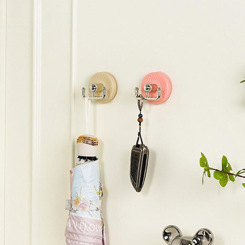 Suction Cup Hook Cute Adhesive Hook Bathroom Door Hanging Rack Kitchen Double Headed Strong Load-bearing Adhesive Hook Key Hooks