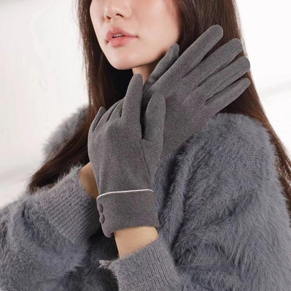 Full Finger  Gloves Thickened Winter Mittens Fashion Women Suede Gloves  Sports