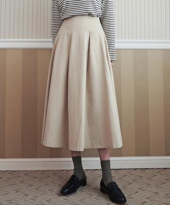 Roeil Flare Cotton Midi Skirt - Beige